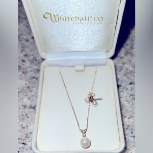 Whitehall Jewelers 14k gold with fresh water pearl & diamond necklace & earrings